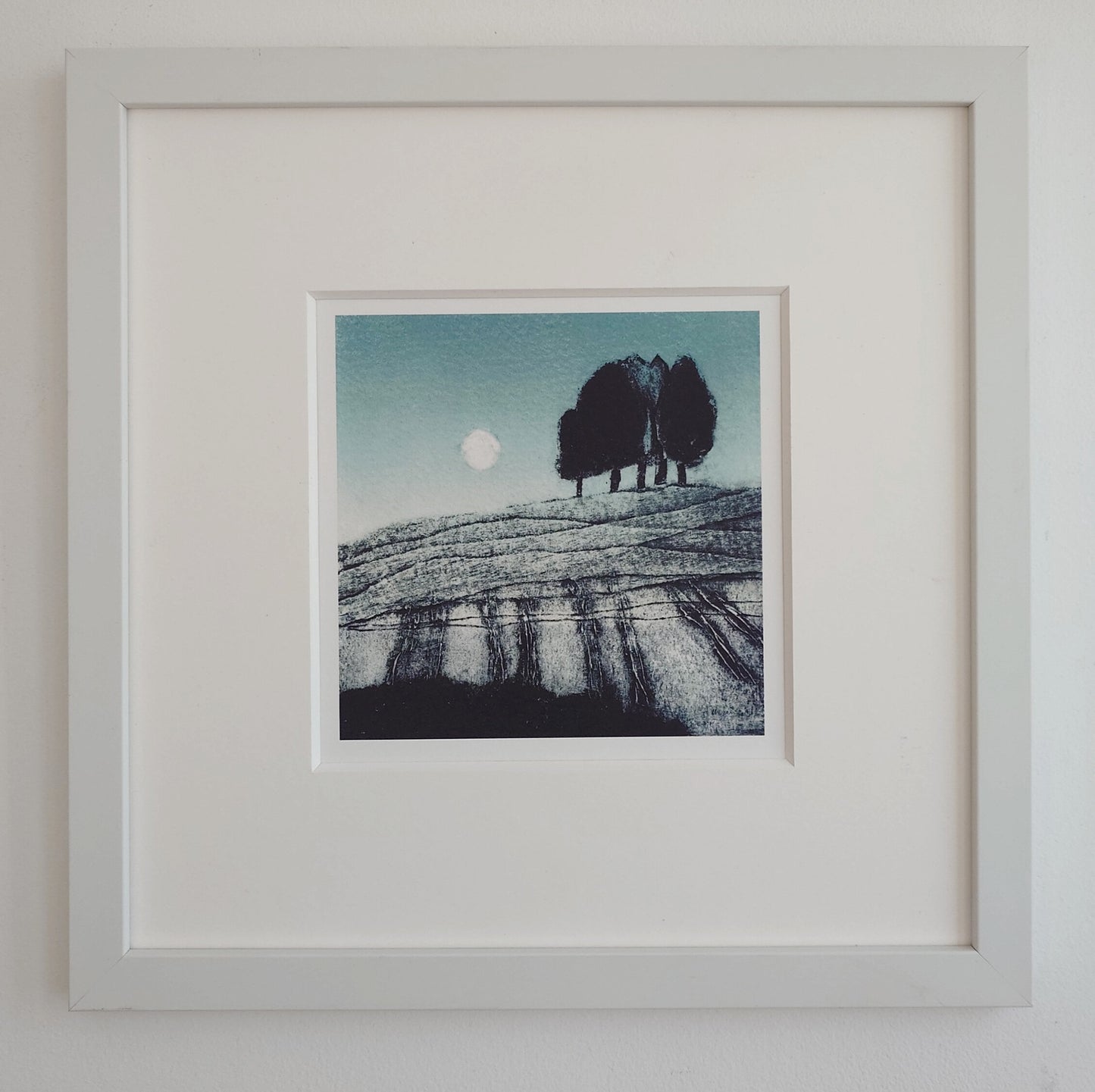 Moon over Fields - 15x15cm Giclee art print