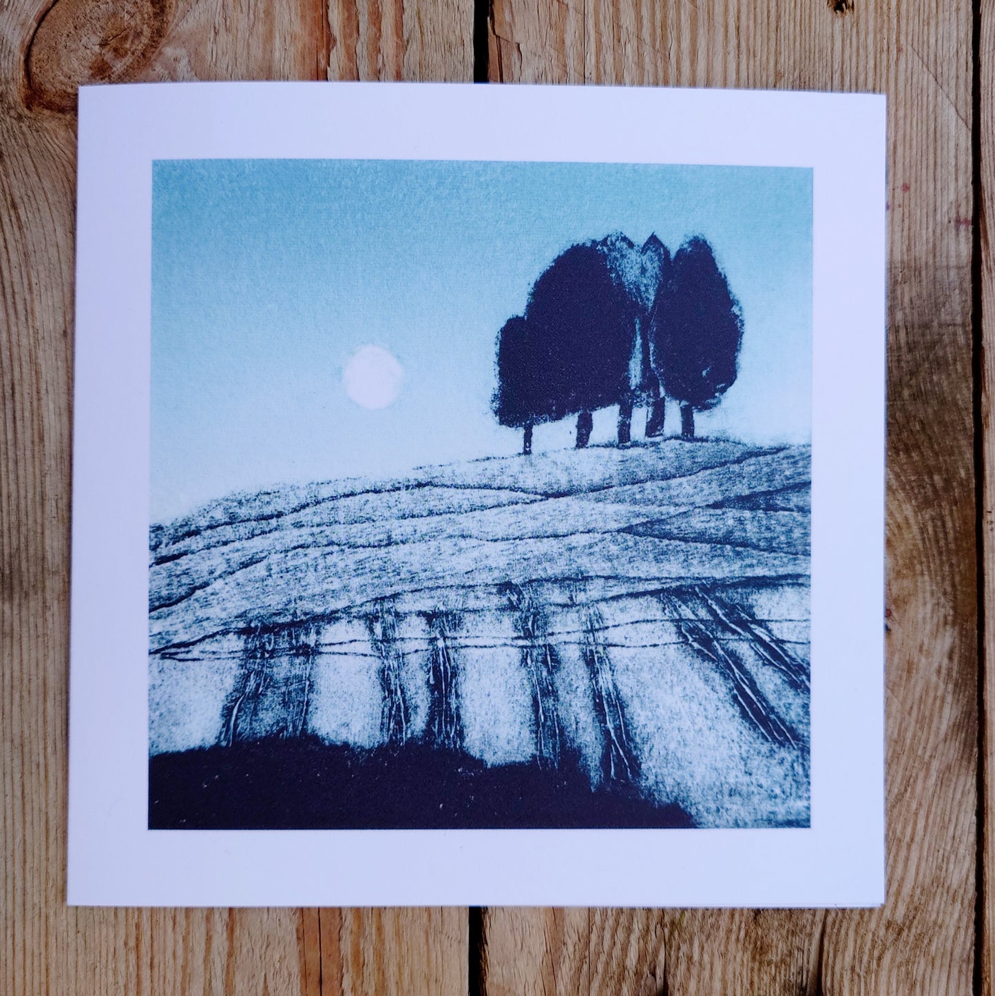 Greeting Card - Moon over Fields