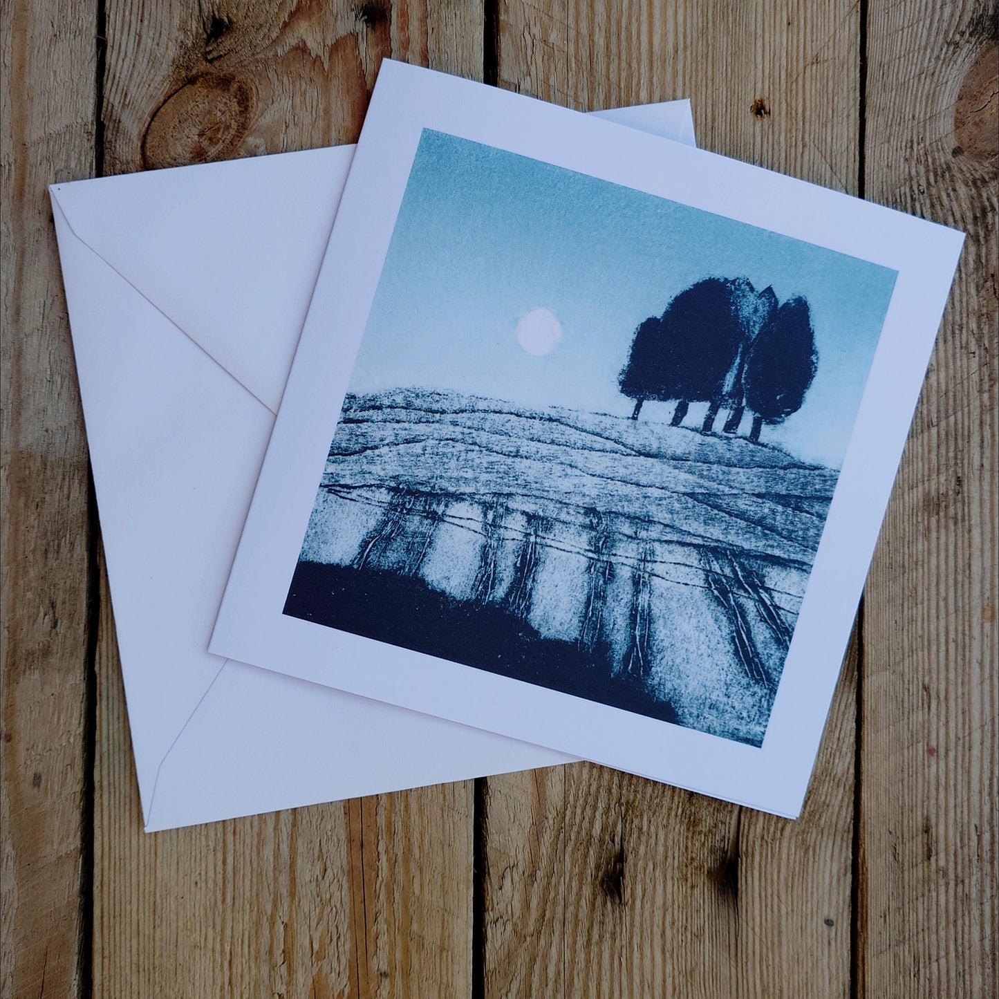 Greeting Card - Moon over Fields